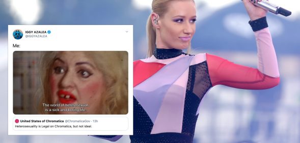 Iggy Azalea shared a meme of an iconic scene in Female Trouble on Twitter. (Isaac Brekken/Getty Images for iHeartMedia)