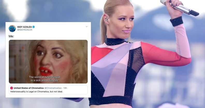 Iggy Azalea shared a meme of an iconic scene in Female Trouble on Twitter. (Isaac Brekken/Getty Images for iHeartMedia)