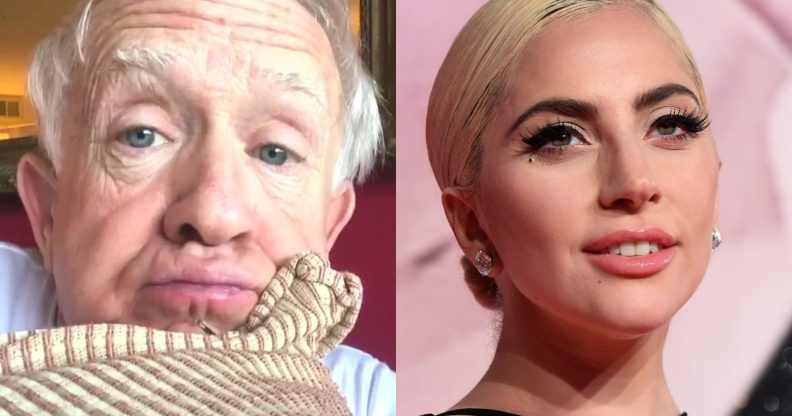 Leslie Jordan (L) decided to bless us all by telling us the story of how Lady Gaga 'rode' him. (Screen capture via Instagram/Getty)