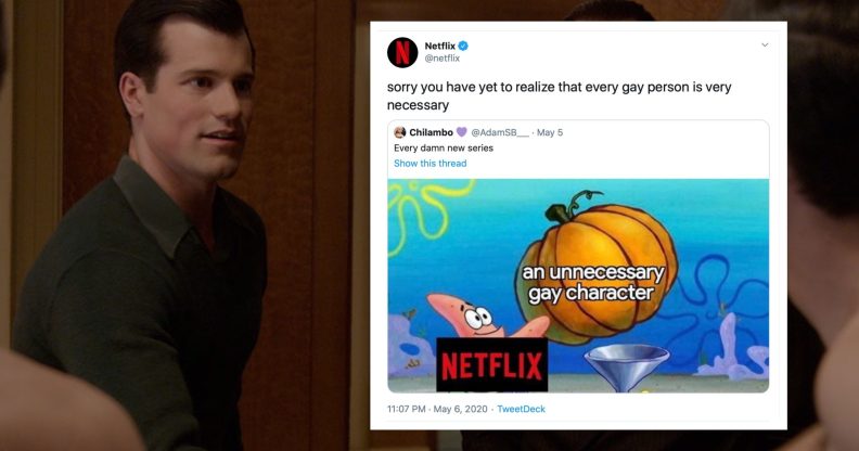 Someone tweeted that Netflix shoehorn LGBT+ characters in its shows, and the streaming service epically shut them down. (Netflix/Twitter)