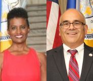 Trenton, New Jersey, councillor Robin Vaughn (L) and Trenton mayor Reed Gusciora – the city's first openly gay mayor. (Trenton New Jersey City Council file photographs)