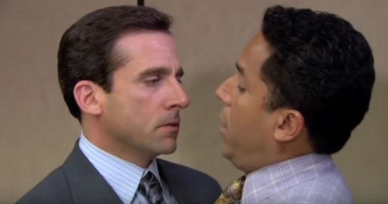 Steve Carell Oscar Nunez kiss The Office