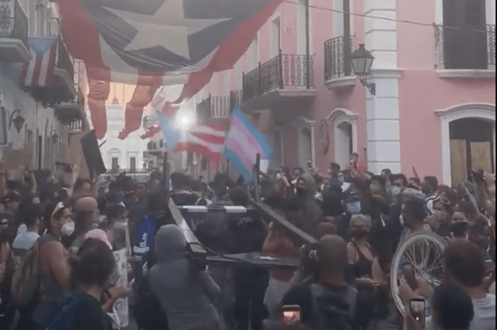 Hundreds of people packed the streets of Old San Juan, Puerto Rico, to join the Black Lives Matter protest. (Screen capture via Twitter)