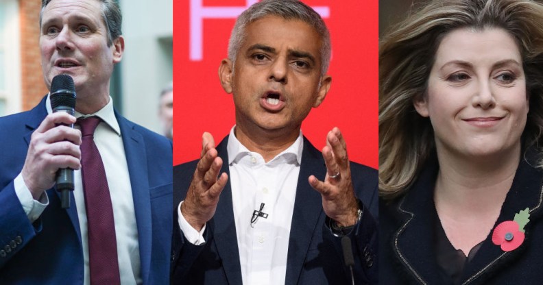 Keir Starmer Sadiq Khan Penny Mordaunt Pride for All PinkNews