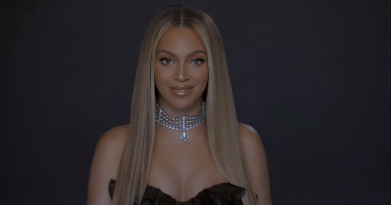 Beyoncé wearing a diamond choker and black bustier at the BET Awards 2020