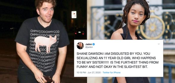 Shane Dawson was denounced by Jaden Smith for a crude video of the YouTuber pretending to masturbate over Willow Smith. (gotpap/Bauer-Griffin/GC Images/Edward Berthelot/Getty Images for Christian Dior)