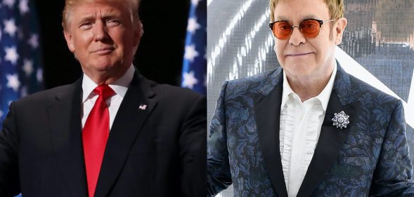 Donald Trump, seemingly out-trumping himself, sought to send the supreme leader of North Korea a copy of Elton John's music. (Chip Somodevilla/Dimitrios Kambouris/Getty Images for EJAF)