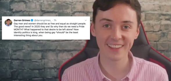 Darren Grimes tweeted his bemusement at why LGBT+ people "need" a Pride Month. (Screen capture via Twitter)