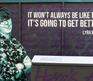 A painted mural featuring murdered journalist Lyra McKee