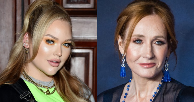 NikkieTutorials (L) slammed JK Rowling for her comments on trans folk. (Samir Hussein/WireImage/Jamie McCarthy/Getty Images for Marc Jacobs)