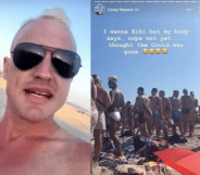 On a sweltering July weekend, hundreds of maskless party revellers packed the Fire Island Pines even as the existence of a viral contagion is still a thing. (Screen captures via Instagram)