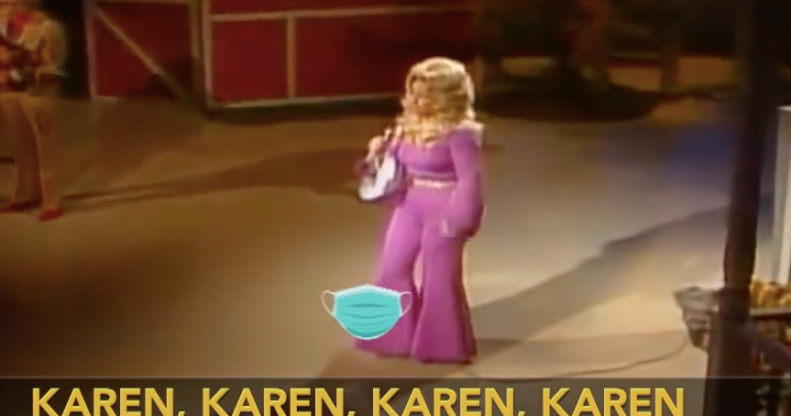 An American late night talk show parodied "Jolene", by Dolly Parton and made it all about "Karens". (Screen capture via YouTube)