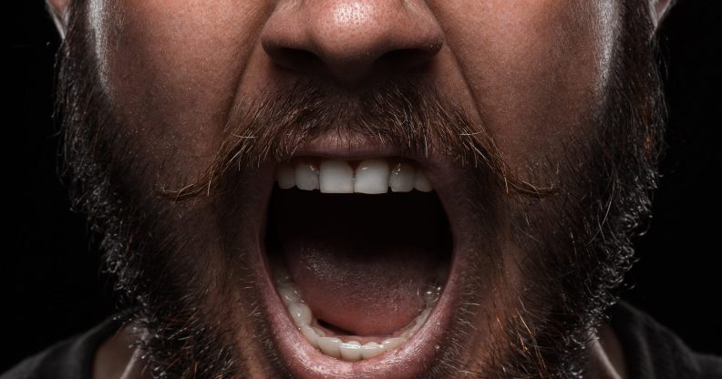 Close-up portrait of angry man