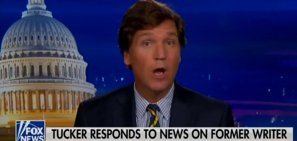 Fox News host Tucker Carlson addressed his former writer's remarks on Monday