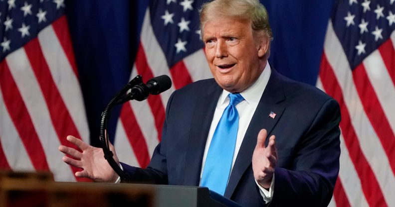 US President Donald Trump speaks on the first day of the Republican National Convention