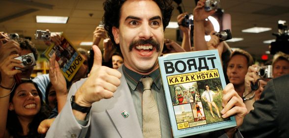 Borat Sagdiyev, played by actor Saha Baron Cohen. (Vince Bucci/Getty Images)