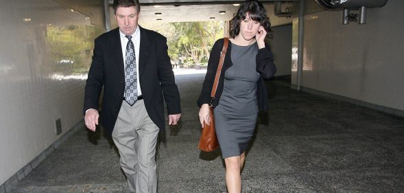 Britney Spears' father, Jamie Spears leaves the Los Angeles County Superior courthouse on March 10, 2008. (VALERIE MACON/AFP via Getty Images)