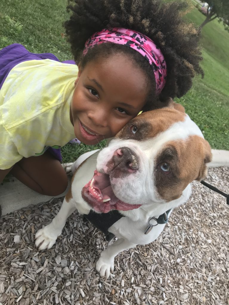 AJ and her dog Belevedere. 