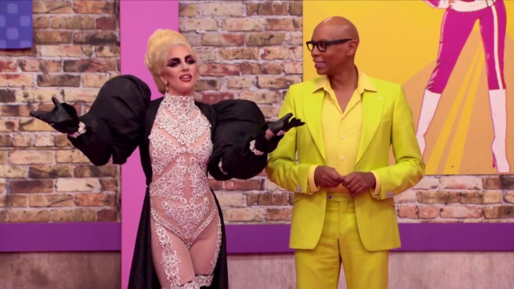 Lady Gaga and RuPaul in the Drag Race werk room