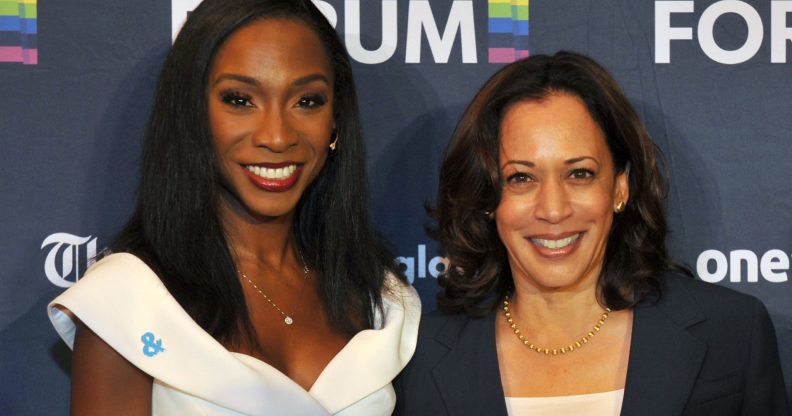 Angelica Ross and Kamala Harris