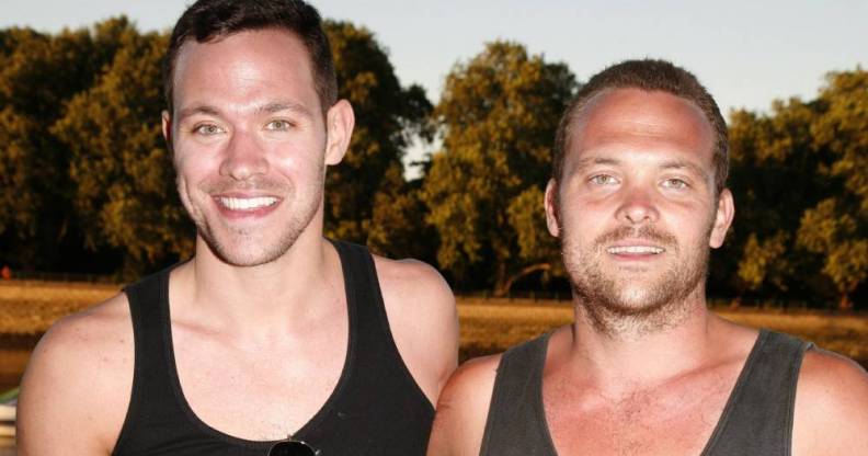 Will Young and brother Rupert wearing vests, smiling