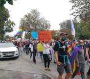 A queer rights protest at the border between Poland and Germany