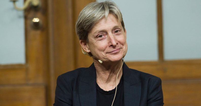 Judith Butler poses for a photo at the Jewish Museum in Berlin