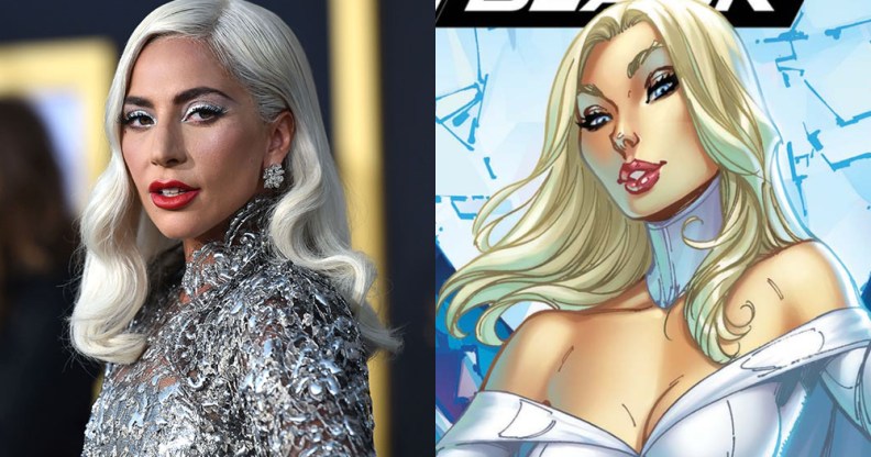 Lady Gaga (L) is rumoured to play Emma Frost in the upcoming X-Men revival film. (Getty/Marvel)