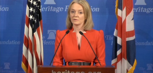 Liz Truss lavished praise on the Heritage Foundation, the US conservative lobbying group that has led efforts to undermine LGBT+ rights.