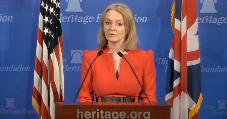 Liz Truss lavished praise on the Heritage Foundation, the US conservative lobbying group that has led efforts to undermine LGBT+ rights.