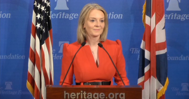 Liz Truss lavished praise on the Heritage Foundation, the US conservative lobbying group that has led efforts to undermine LGBT+ rights.