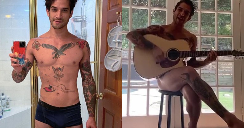Tyler Posey poses as he sings about his new OnlyFans account. Some fans, however, were not impressed. (Instagram)