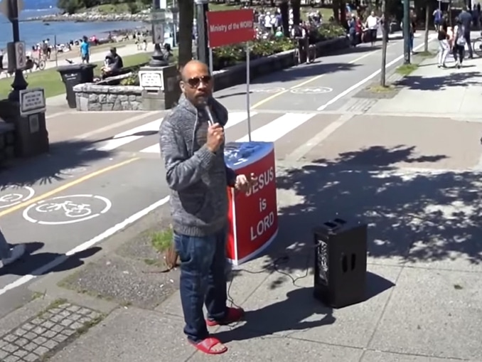 For two months, Dorre Love, an anti-gay street preacher, hurled homophobic 'hatred', a local resident claimed. (Screen capture via YouTube)