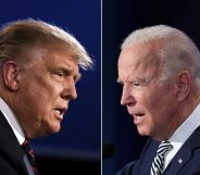 US President Donald Trump (L) and Democratic Presidential candidate former Vice President Joe BideN trans kids. (JIM WATSON,SAUL LOEB/AFP via Getty Images)