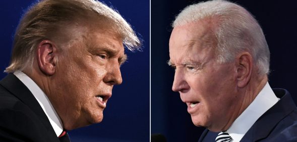 US President Donald Trump (L) and Democratic Presidential candidate former Vice President Joe BideN trans kids. (JIM WATSON,SAUL LOEB/AFP via Getty Images)