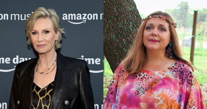 Jane Lynch (L) and Carole Baskin (R). (Jamie McCarthy/Getty Images/Netflix)