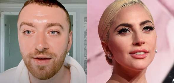 Sam smith (L) has credited Lady Gaga as one of the reasons they came out as non-binary. (Screen capture via YouTube/Getty)