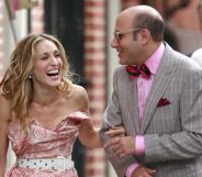 Willie Garson and Sarah Jessica Parker filming Sex and the City.