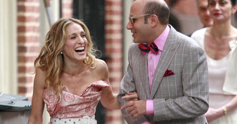 Willie Garson and Sarah Jessica Parker filming Sex and the City.