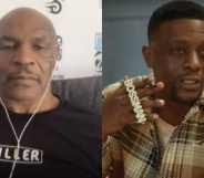 Mike Tyson (L) revealed that it was his daughter the insured him to grill Boosie Badazz over his transphobic comments. (Screenshot via TMX / YouTube / Baller Alert)