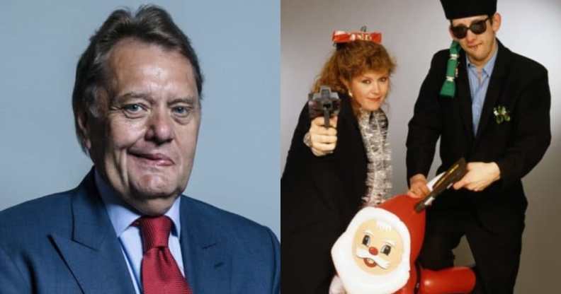 Tory MP John Hayes / Kirsty MacColl and Shane Mcowan posing with guns