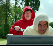 Matt Lucas and Noel Fielding reenacting the iconic E.T scene on Bake Off, season 4 episode 7