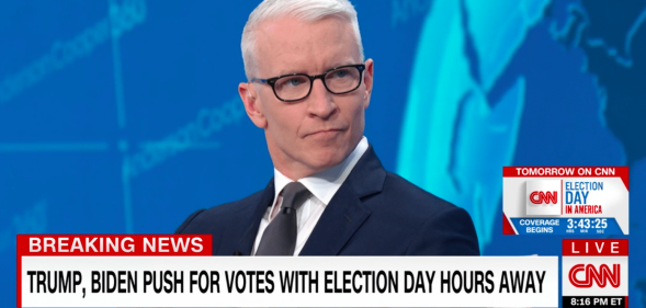 With tension rising and only hours before election day, Anderson Cooper tore into Donald Trump's playbook of voter suppression. (Screen capture via CNN)