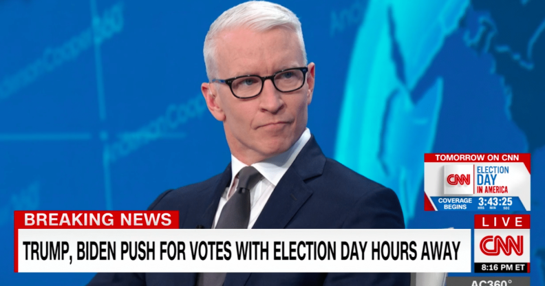 With tension rising and only hours before election day, Anderson Cooper tore into Donald Trump's playbook of voter suppression. (Screen capture via CNN)