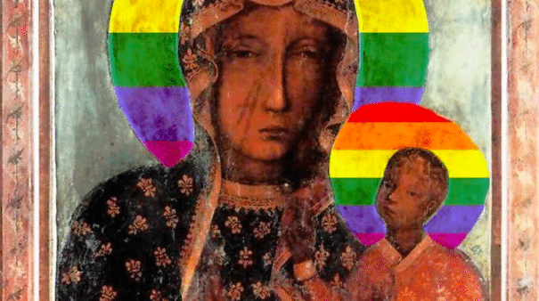 LGBT+ Virgin Mary poster in Poland