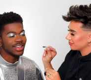 Lil Nas X getting his make-up done by James Charles