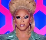 RuPaul in a mullet-style wig