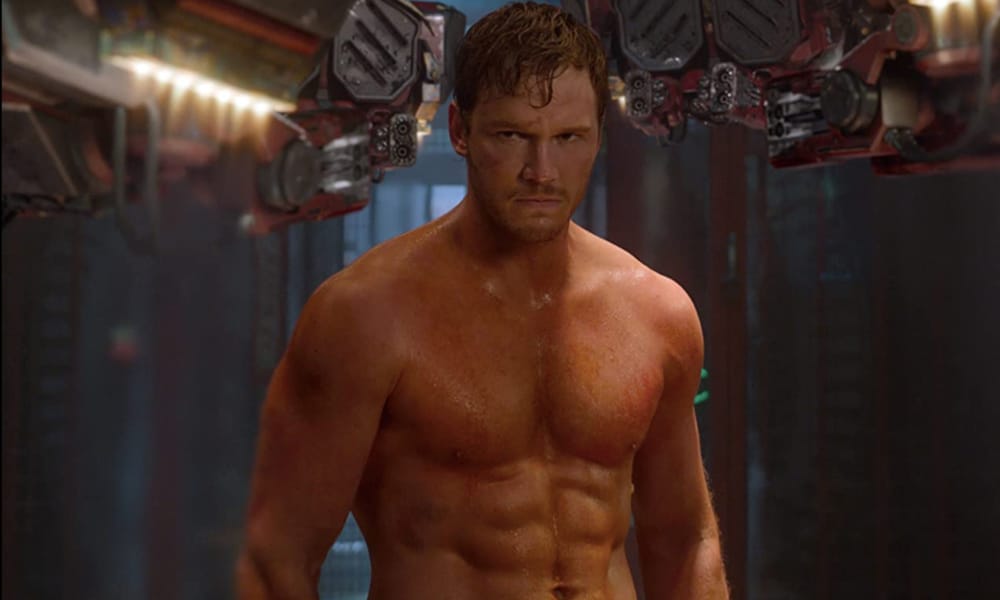 Chris Pratt, shirtless, in Guardians of the Galaxy