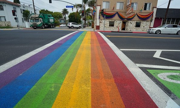 Rainbow crossing in Long Beach, California