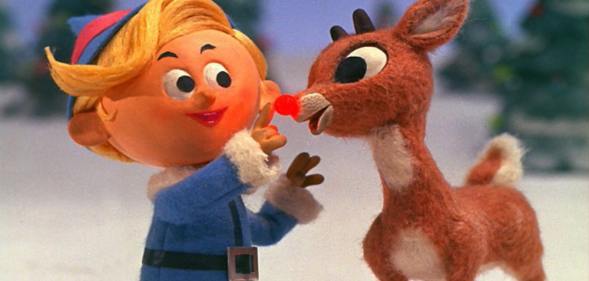 Rudolph the red-nosed reindeer (R) and Heremy the Elf